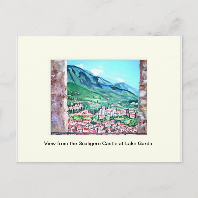 Aussicht vom Scaligero Burg Gardasee Postkarte (Vorderseite)
