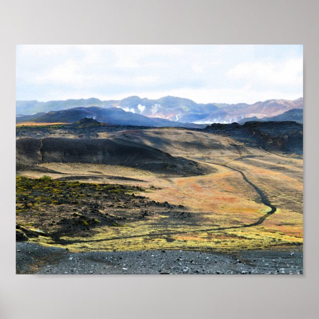 Aussicht vom Vulkan Hverfjall, Island Poster (Vorne)