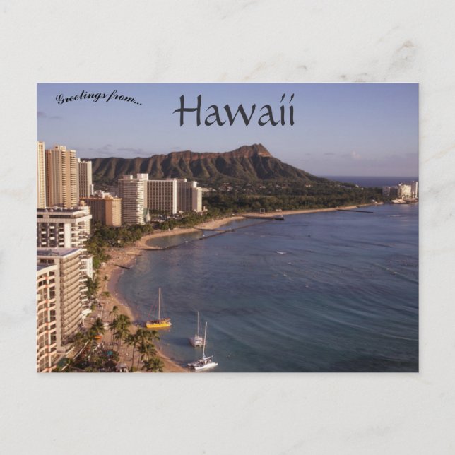 Aussicht vom Waikiki Beach Honolulu Hawaii Postkarte (Vorderseite)