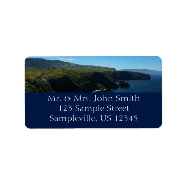 Aussicht von der Insel Santa Cruz auf die Kanalins Adressaufkleber (Vorne)