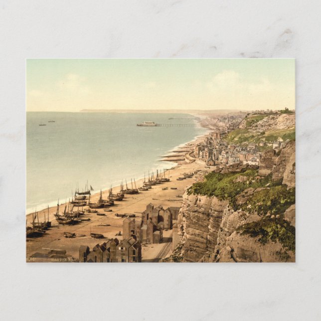 Aussicht von der Ostklippe, Hastings, Sussex Postkarte (Vorderseite)