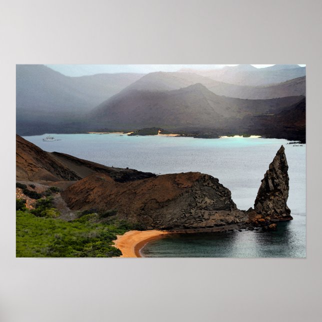 Aussicht von der Spitze Bartolome auf den Galapago Poster (Vorne)