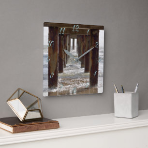 Aussicht von der Unterwassermole Quadratische Wanduhr