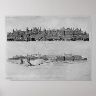 Aussicht von der Westseite auf Carcassonne Poster
