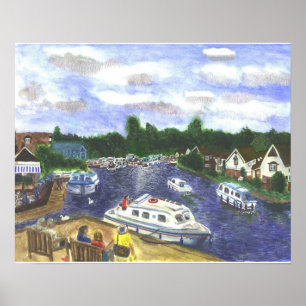 Aussicht von der Wroxham Bridge Norfolk Broads Poster