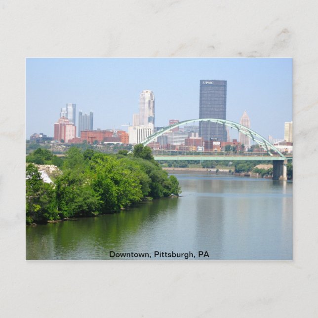 Aussicht von einer Brücke aus, Pittsburgh PA Postkarte (Vorderseite)