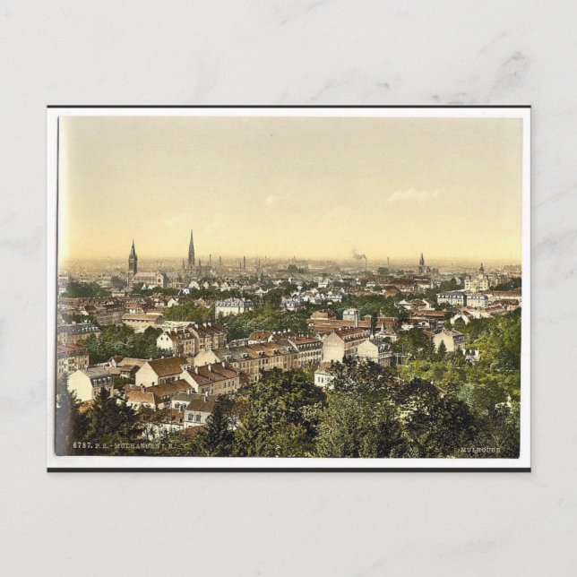 Aussicht von Süden, Mulhausen, Elsass Lothringen,  Postkarte (Vorderseite)