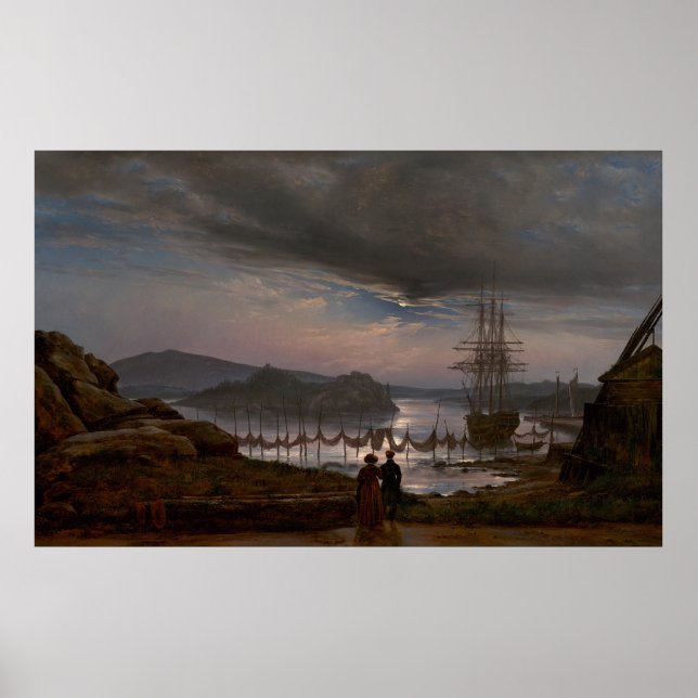 Aussicht von Vaekero bei Christiania von J.C. Dahl Poster (Vorne)