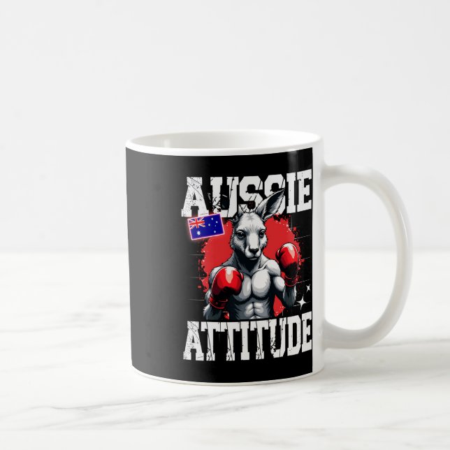 Aussie Attitude Funny Kangaroo Boxing Australia Bo Kaffeetasse (Rechts)