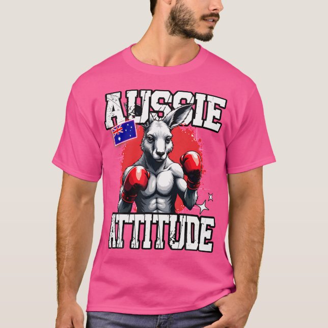 Aussie Attitude Funny Kangaroo Boxing Australia Bo T-Shirt (Vorderseite)