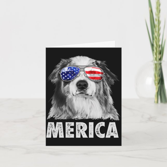 Aussie australian shepherd 4. Juli Merica Karte (Vorderseite)