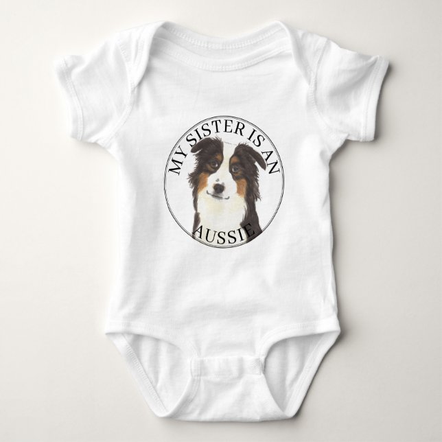 Aussie Australian Shepherd Big Sister Baby Strampler (Vorderseite)