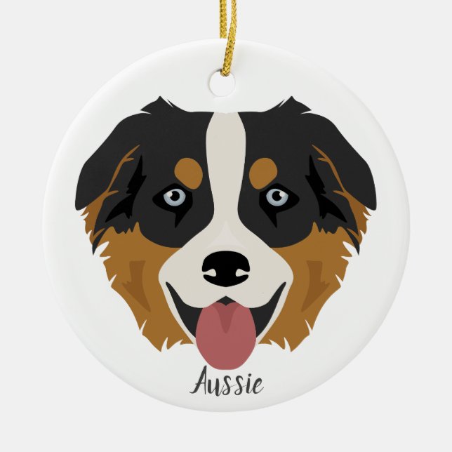 Aussie, Australian Shepherd Christmas Ornament (Vorne)
