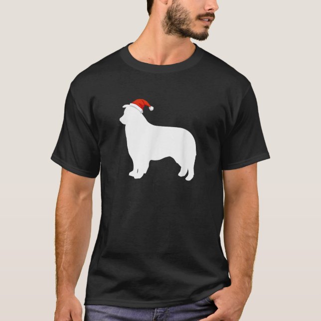 Aussie Australian Shepherd Wearing Santa Hat Chris T-Shirt (Vorderseite)