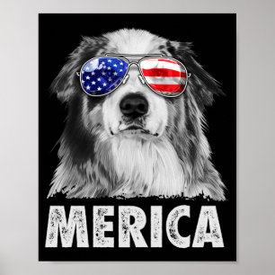 Aussie australischer Schäferhund 4. Juli Merica Poster