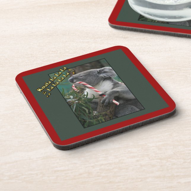 Aussie Christmas Koala mit Candy Cane Untersetzer (Linke Seite)