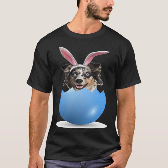 Aussie Dog  Easter Bunny Egg Hunt Australian Sheph T-Shirt (Vorderseite)