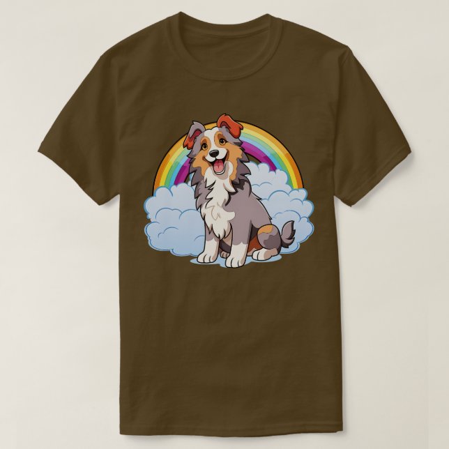 Aussie Dog Niedlich Australian Shepherd Rainbow Pu T-Shirt (Design vorne)