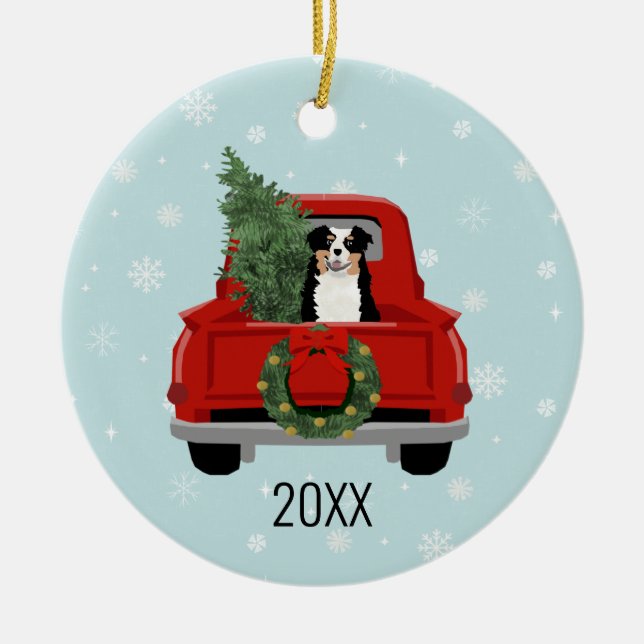 Aussie dog tribunte Weihnachten Keramik Ornament (Vorne)