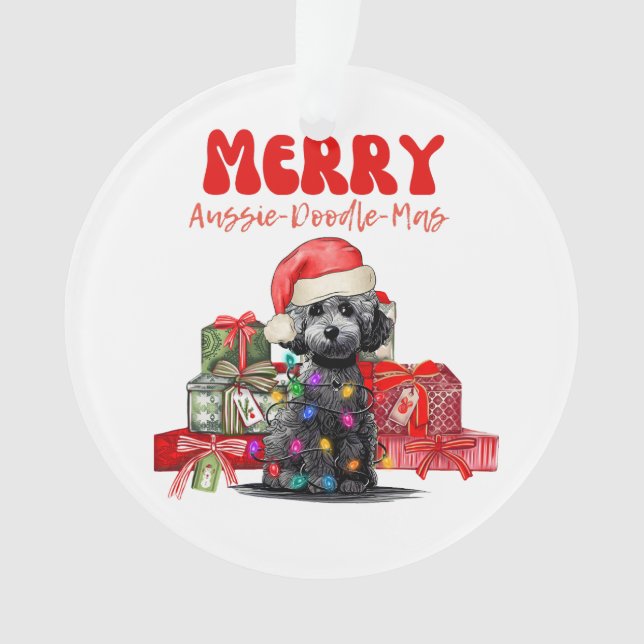 Aussie Doodle Christmas- Merry Aussie-Doodle-Mas Ornament (Vorderseite)