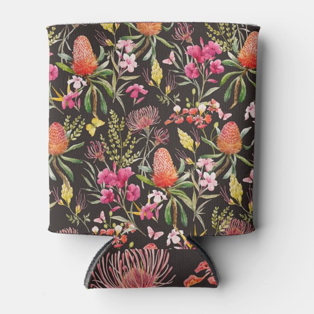 Aussie Flora: tropische Wasserfarbenfusion Dosenkühler (Vorderseite)