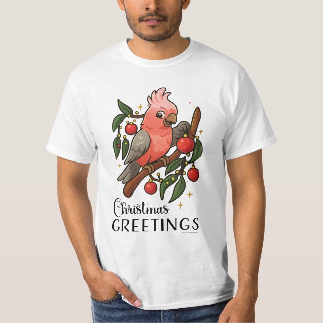 Aussie Galah Weihnachtsgrüße T-Shirt (Vorderseite)