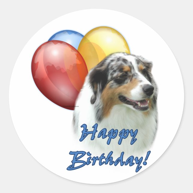 Aussie Happy Birthday Balloons Runder Aufkleber (Vorderseite)