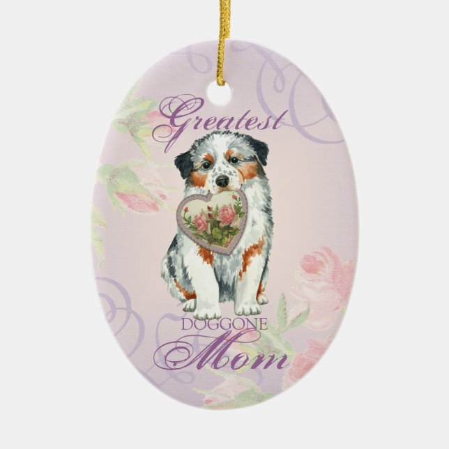 Aussie Heart Mama Keramik Ornament (Vorne)
