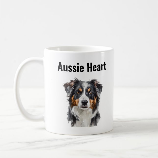 Aussie Heart - niedlicher australischer Schäferhun Kaffeetasse (Links)