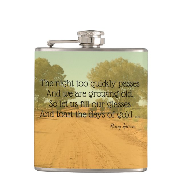 Aussie Henry Lawson Quote Drinking Flask Flachmann (Vorderseite)