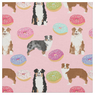Aussie Hunde und Donuts pink Stoff
