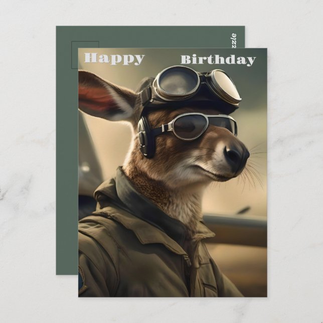 Aussie Kangaroo King of the Airways, Geburtstag Postkarte (Vorne/Hinten)