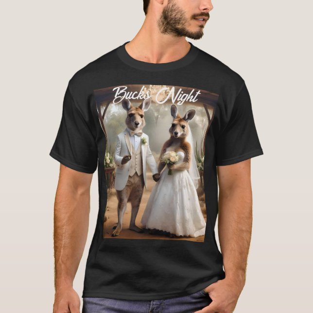 Aussie Kangaroo White Wedding, Bucks Night Tshirt (Vorderseite)