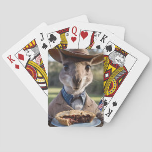 Aussie-Känguru hält eine Fleischpastete, Spielkarten