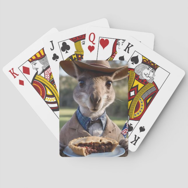Aussie-Känguru hält eine Fleischpastete, Spielkarten (Rückseite)