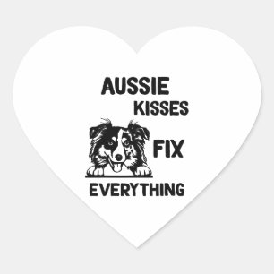 Aussie kisses reparieren alles Papa Herz-Aufkleber