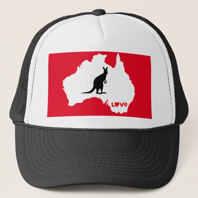 Aussie Liebe Kangaroo White Truckerkappe (Vorderseite)