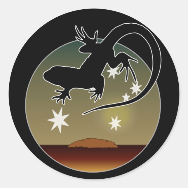 Aussie Lizard Icon Runder Aufkleber (Vorderseite)