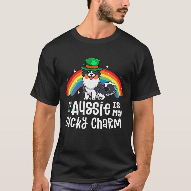 Aussie Lucky Charm St Patricks Day Hund T-Shirt (Vorderseite)