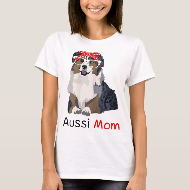Aussie Mama Dog Bandana Pet Lover Geschenk WoAussi T-Shirt (Vorderseite)