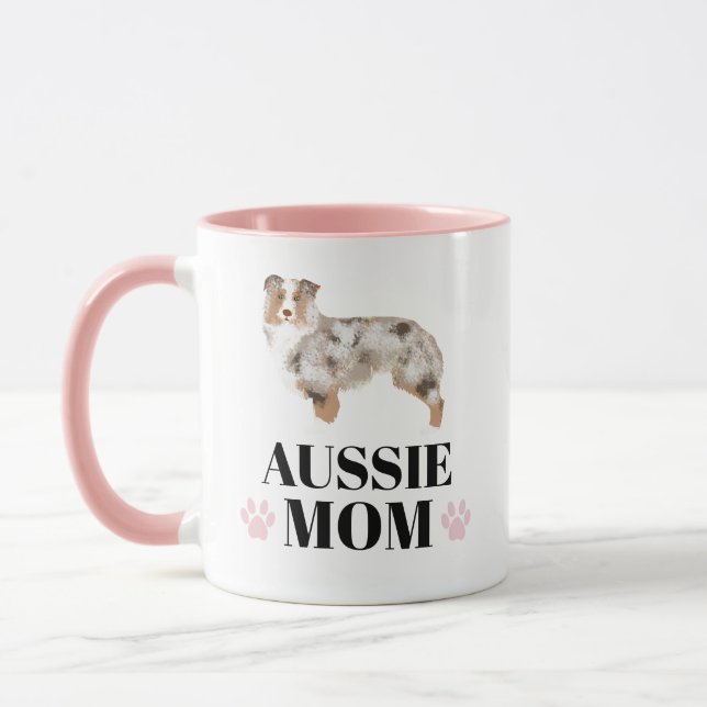 Aussie Mama Rot Merle personalisiert mit Foto Tasse (Links)
