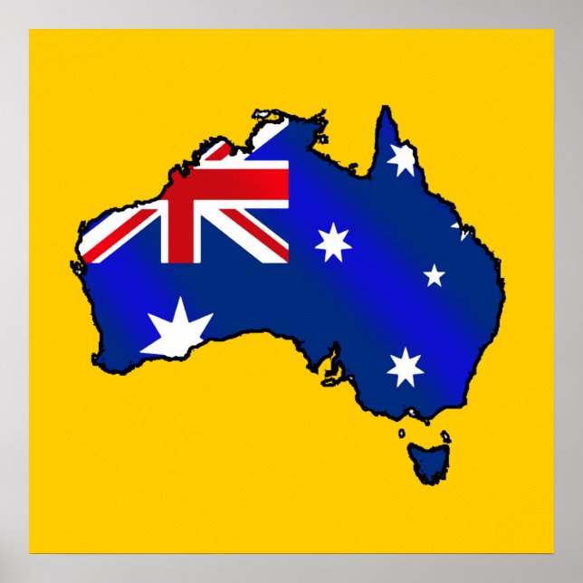 Aussie Map Australia Oz Flag Geschenke Poster (Vorne)