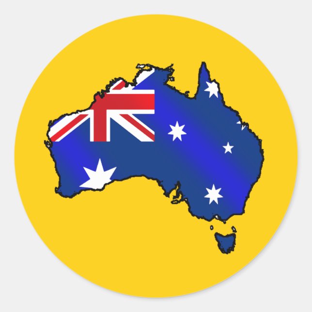Aussie Map Australia Oz Flag Geschenke Runder Aufkleber (Vorderseite)