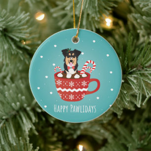 Aussie Mix Christmas Happy Pawlidays Keramik Ornament