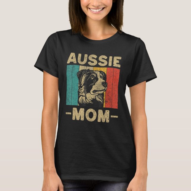 Aussie Mom  Retro Australian Shepherd T-Shirt (Vorderseite)