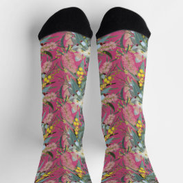 Aussie Native Bush Blooms Pink Socken