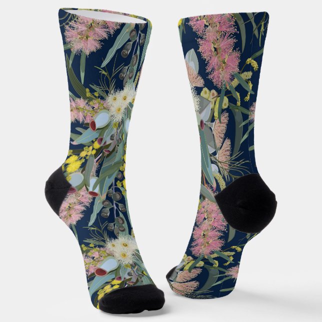Aussie Native Bush Blooms Royal Blue Socken (Gewinkelt)