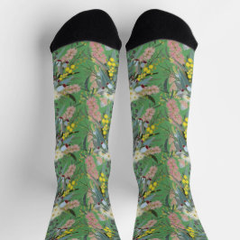 Aussie Native Bush Blooms Summer Green Socken