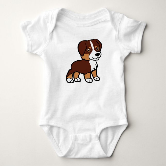 aussie red tri Cartoon Baby Strampler (Vorderseite)
