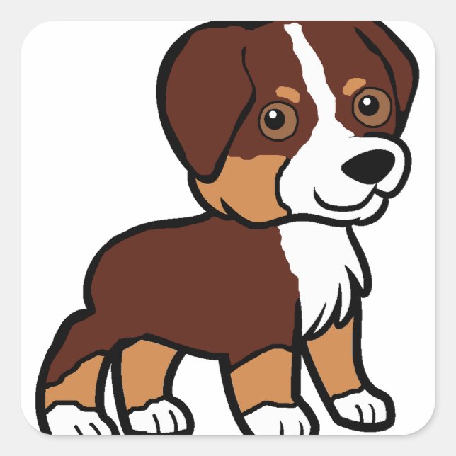 aussie red tri Cartoon Quadratischer Aufkleber (Vorderseite)